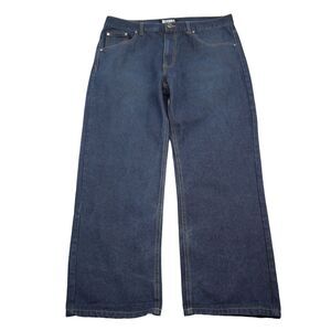 Code One Pants Mens 38 Blue Denim High Waist Flat Front Straight Leg Jeans